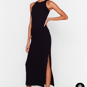 NastyGal Ribbed Racer Back Bodycon Midi Dress
